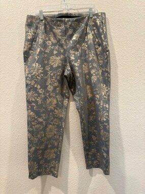 Chicos Juliet Pants in Grey and Gold floral pattern - Size 3